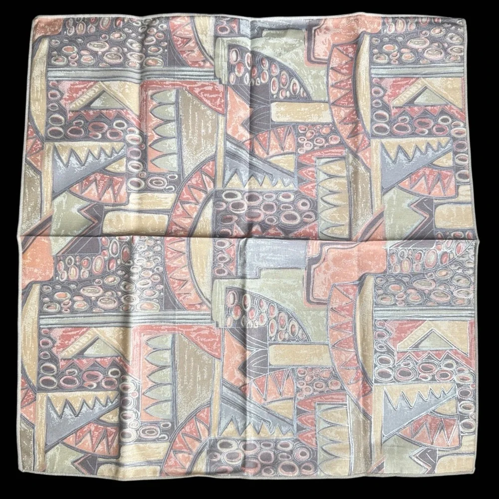 Vintage Sunweave Cotton Napkins Set of 6 Abstract Geometric Metallic Silver Pink